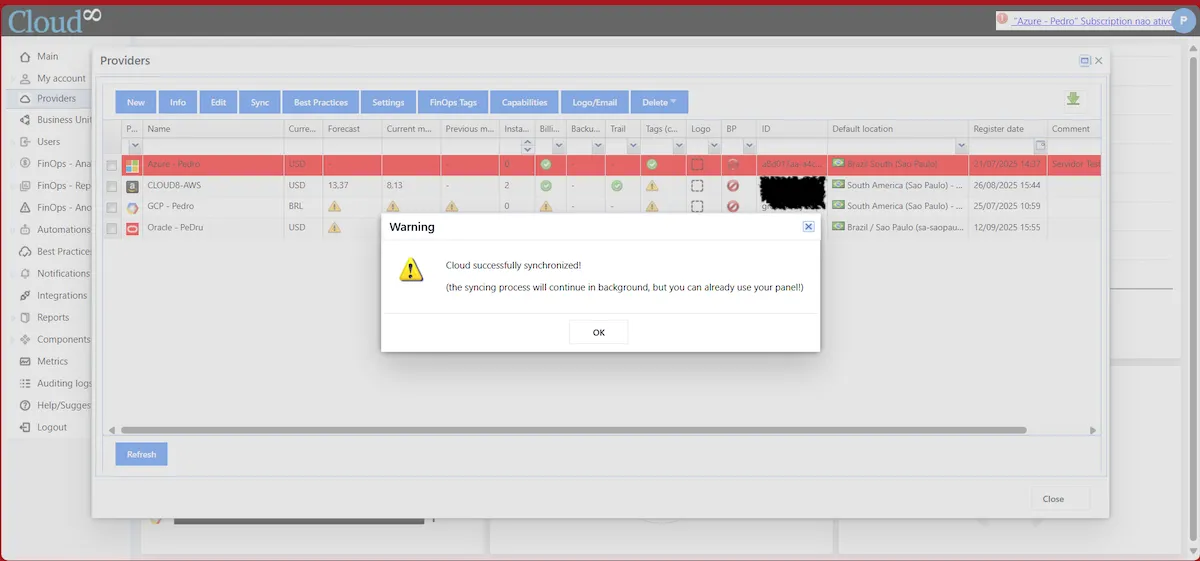 Connecting OCI Providers to Cloud8