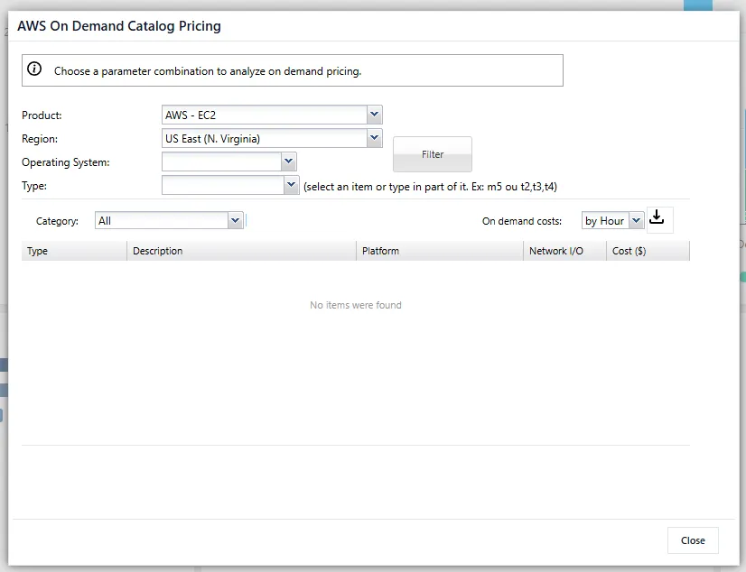 Using Cloud Pricing on Cloud8