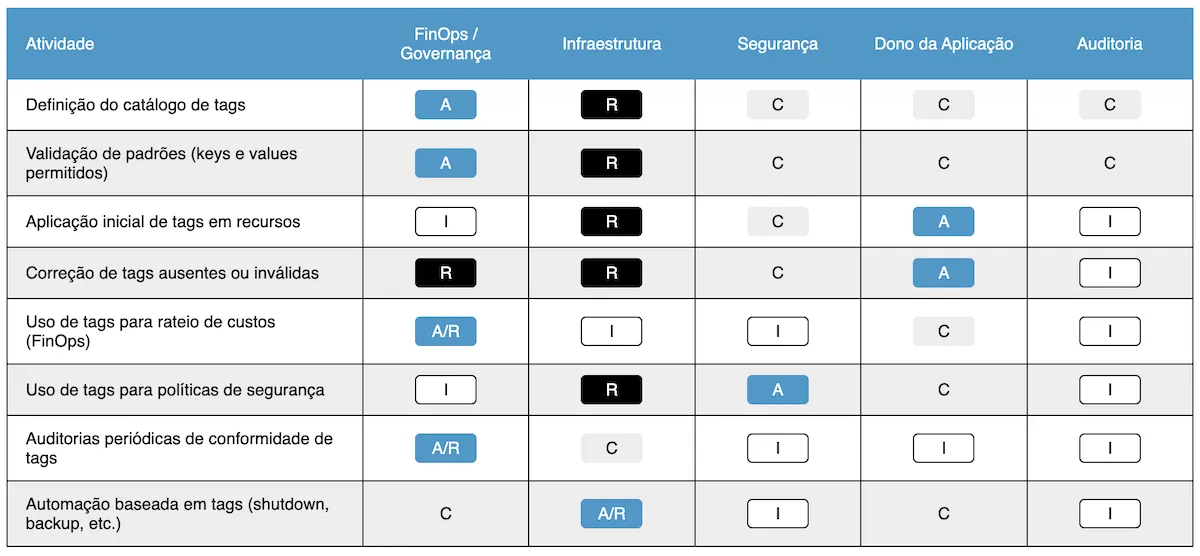 Governance and Responsibilities for TAGs (RACI Matrix)