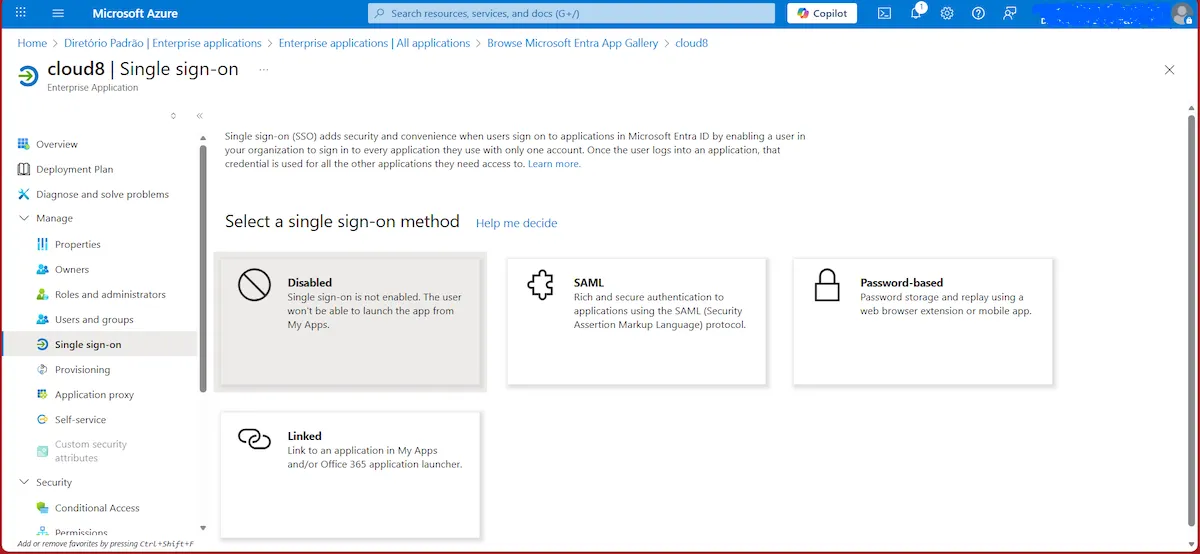 Enabling SSO in the Cloud8 Panel