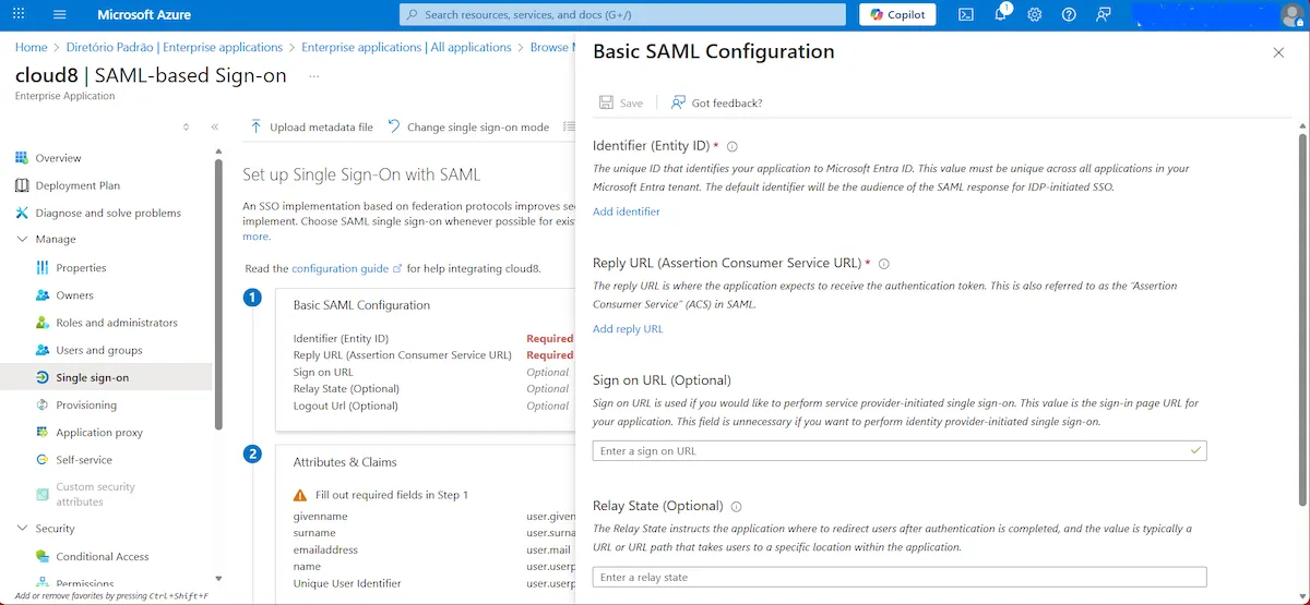 Enabling SSO in the Cloud8 Panel
